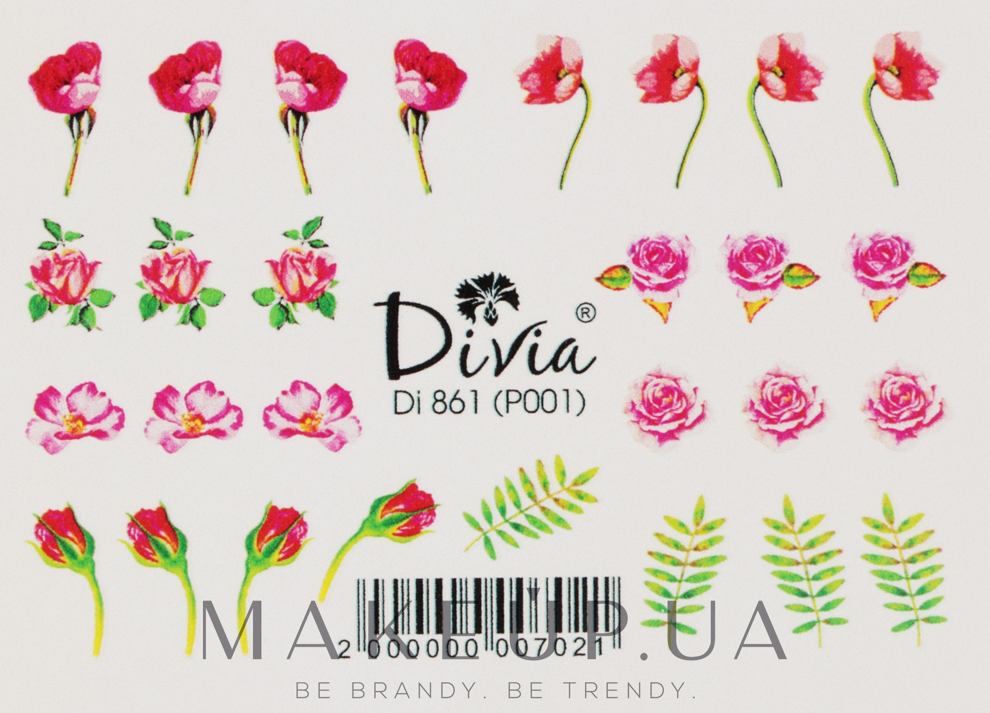 Наклейки для нігтів водні "Рельєф", Di861 - Divia Water based nail stickers "Relief", Di861 — фото P-001