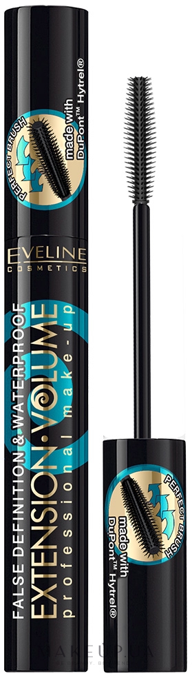 Водостійка туш для об'єму вій - Eveline Cosmetics 4D Extension Volume&Waterprof Mascara — фото Black