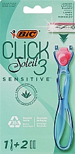Духи, Парфюмерия, косметика Женская бритва c 2 сменными кассетами - Bic Click 3 Soleil Sensitive