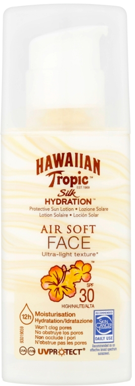 Солнцезащитный лосьон для лица - Hawaiian Tropic Silk Hydration Air Soft Face Protective Sun Lotion SPF 30 — фото N1