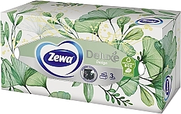 Салфетки косметические трехслойные, светло-зеленые листья, 90 шт. - Zewa Deluxe — фото N1