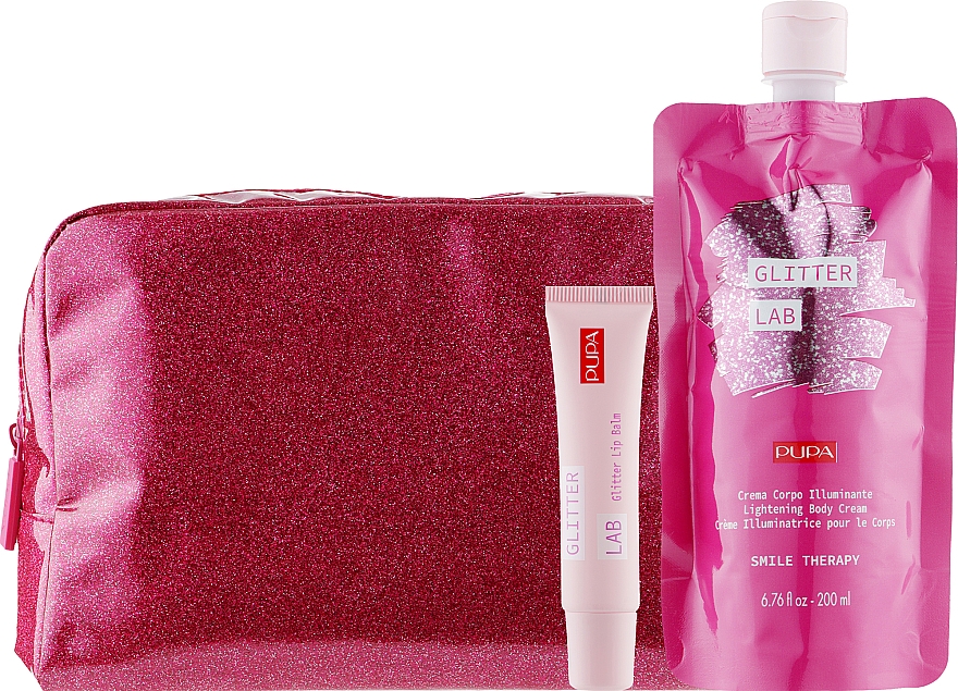 Набор - Pupa Glitter Lab Smile Therapy (bag + lip balm/15 ml + cream/200ml) — фото N1