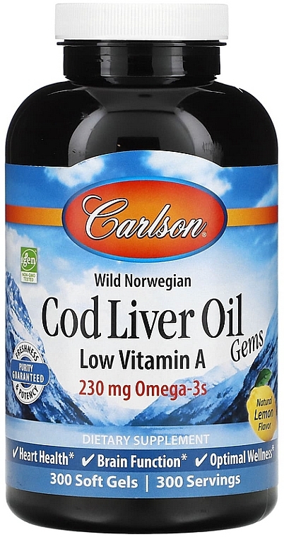 Олія печінки тріски, 230мг - Carlson Labs Cod Liver Oil, 230mg — фото N1