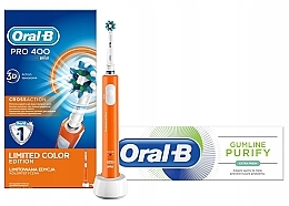Парфумерія, косметика Набір - Oral-B Pro 400 Cross Action Orange Set (t/paste/75ml + t/brush/1pcs)