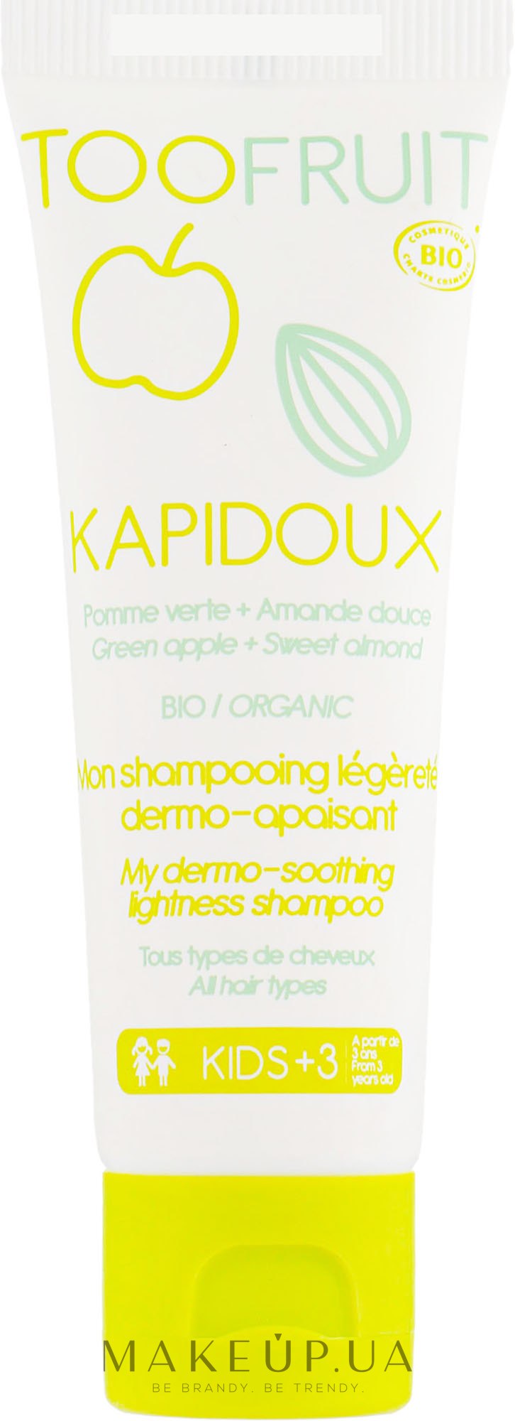 Смягчающий легкий шампунь яблоко-миндаль - TOOFRUIT Kapidoux Dermo-Soothing Shampoo — фото 25ml