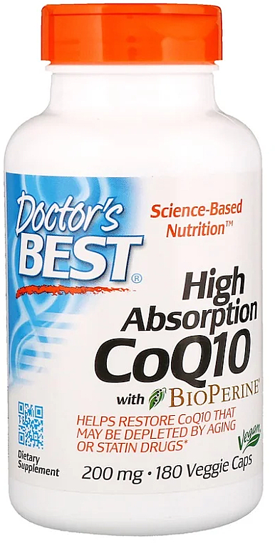 Коензим Q10 високого засвоєння, з біоперином, 200 мг, рослинні капсули - Doctor's Best — фото N2