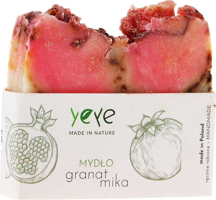 Мило 100% натуральне "Сяйний гранат" - Yeye Natural Pomegranate and Mica Soap — фото N1
