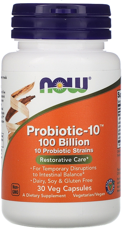 Пробиотик-10, 100 миллиардов - Now Foods Probiotic-10, 100 Billion — фото N1