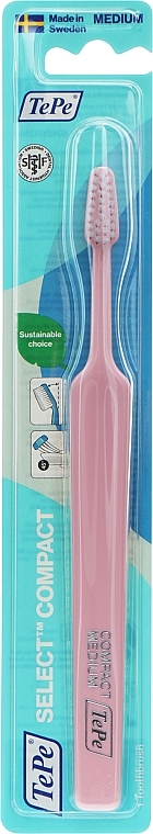 Зубна щітка Select Compact, середня, світло-рожева - TePe Select Compact Medium — фото N1
