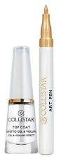 Парфумерія, косметика Набір для нігтів  - Collistar Top Coat Gel & Volume Effect Gold Set (top/coat/10ml + pen/7g)