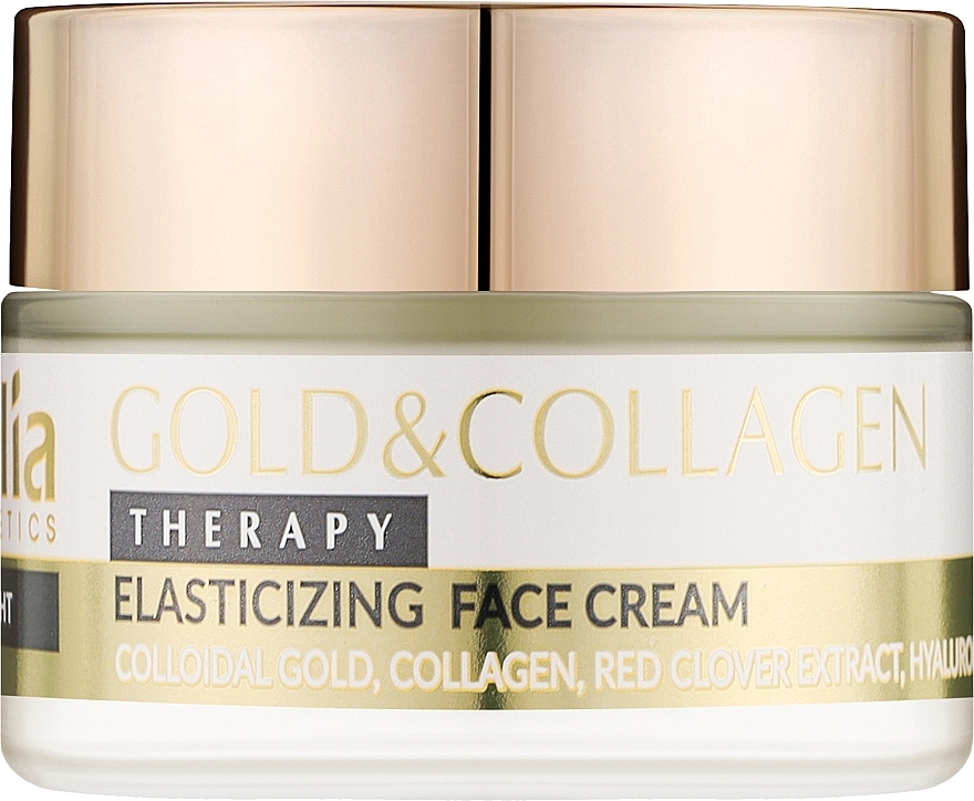 Нічний крем для обличчя із золотом і колагеном - Delia Gold & Collagen Therapy Elasticizing Night Cream — фото N1