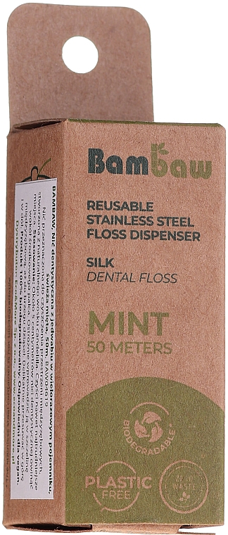 Зубна нитка з шовку "М'ята" - Bambaw — фото N1