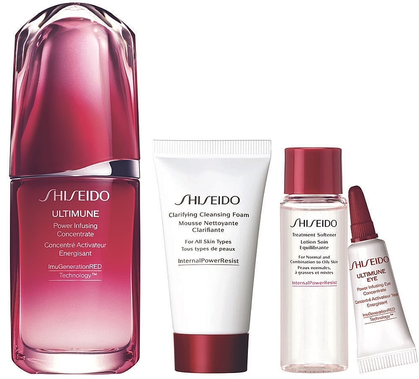 Набор - Shiseido Ultimune Holiday Kit (f/conc/50ml + foam/30ml + softner/30ml + eye/conc/3ml) — фото N2