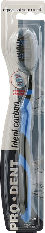 Зубна щітка Ideal carbon, з ефектом відбілювання, середньої жорсткості, чорно-синя - Pro Dent — фото N1