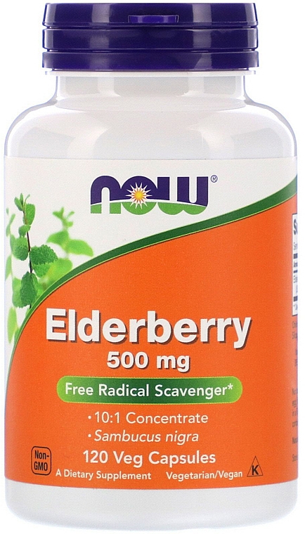 Пищевая добавка "Бузина 500 мг" - Now Foods Elderberry 500 mg — фото N1