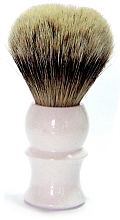 Помазок для бритья с ворсом барсука, с серебряным наконечником, пластик, белый - Golddachs — фото N1