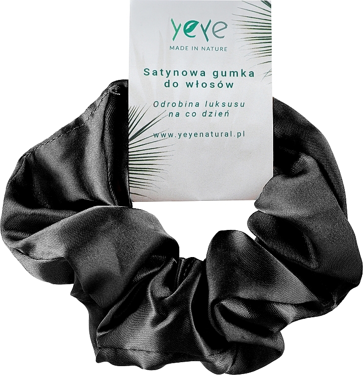 Атласная резинка для волос, черная - Yeye — фото N1