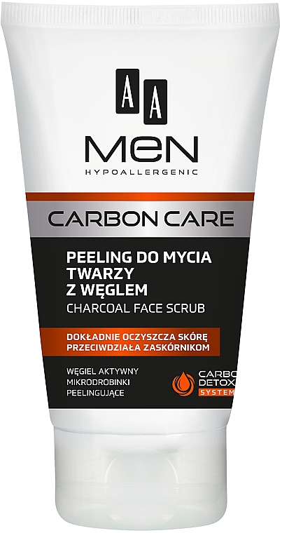 Скраб для обличчя з вугіллям - AA Cosmetics Men Carbon Care Charcoal Face Scrub — фото N1