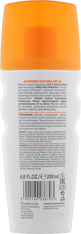 Молочко для засмаги - Bielenda Bikini Aloe Sun Lotion SPF 20 — фото N2