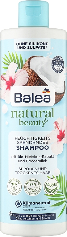 Шампунь для волос с органическим экстрактом гибискуса и кокосовым молоком - Balea Natural Beauty Organic Hibiscus Extract And Coconut Milk