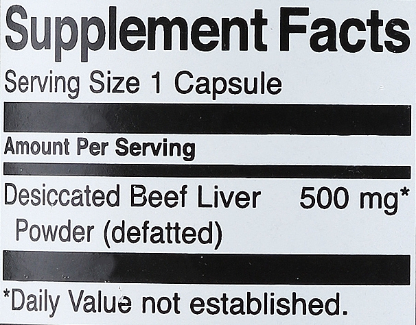 Дієтична добавка "Сушена яловича печінка", 500 мг - Swanson Desiccated Beef Liver — фото N3