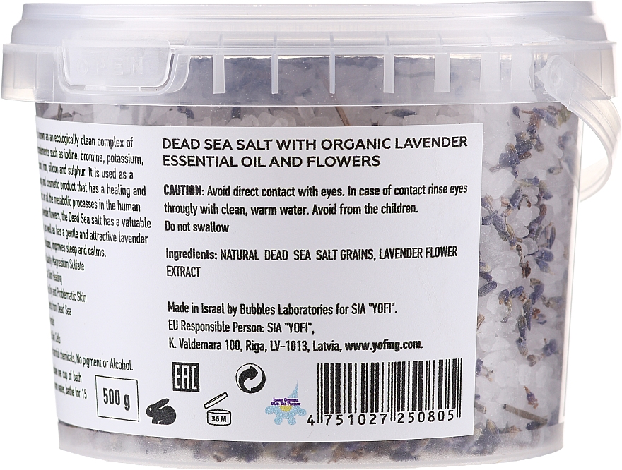 Соль для ванн Мертвого моря с органической лавандой - Yofing Dead Sea Salt With Organic Lavender Essensial Oil And Flowers — фото N2