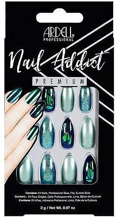 Набір накладних нігтів - Ardell Nail Addict Premium Artifical Nail Set Green Glitter Chrome — фото N1