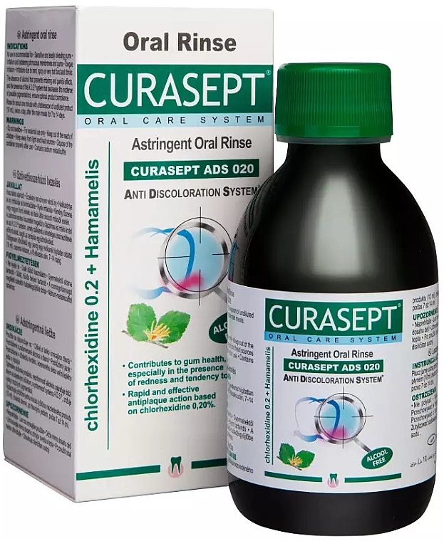 Ополіскувач для ротової порожнини з хлоргексидином 0.2% і гамамелісом - Curaprox Curasept ADS 020 — фото N1
