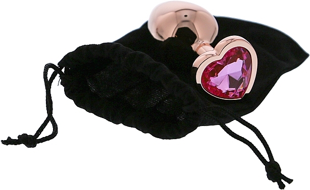 Анальна пробка маленького розміру з дорогоцінним каменем - Dream Toys Gleaming Love Rose Gold Plug Small — фото N4