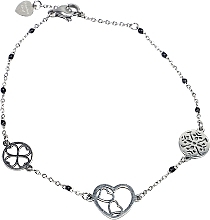 Браслет женский, сердце и два круга, серебристый - Lolita Accessories — фото N1