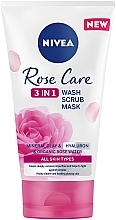 Парфумерія, косметика Гель, скраб і маска 3в1 - NIVEA Rose Care 3in1 Wash Scrub Mask