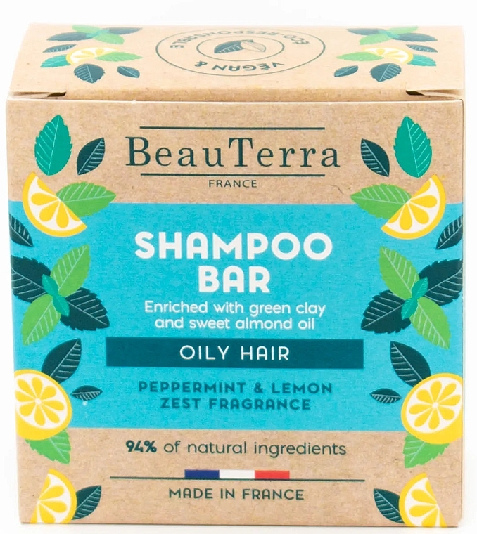 Твердый шампунь с мятой и лимоном - BeauTerra Solid Shampoo For Oily Hair — фото N1