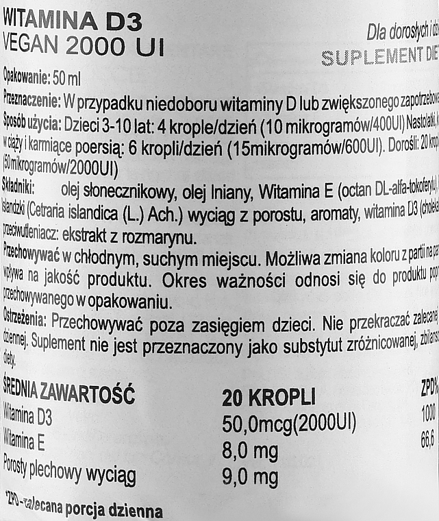 Пищевая добавка "Витамин D3" - BiosLine Principium D3 Vegan 2000 UI — фото N2