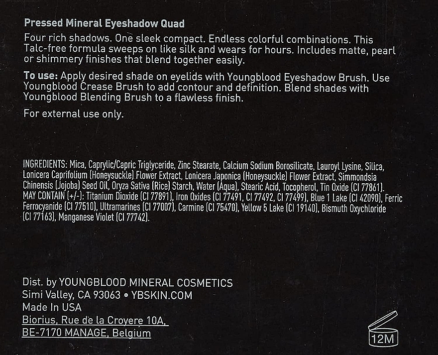 Компактні мінеральні тіні - Youngblood Pressed Mineral Eyeshadow Quad — фото N4