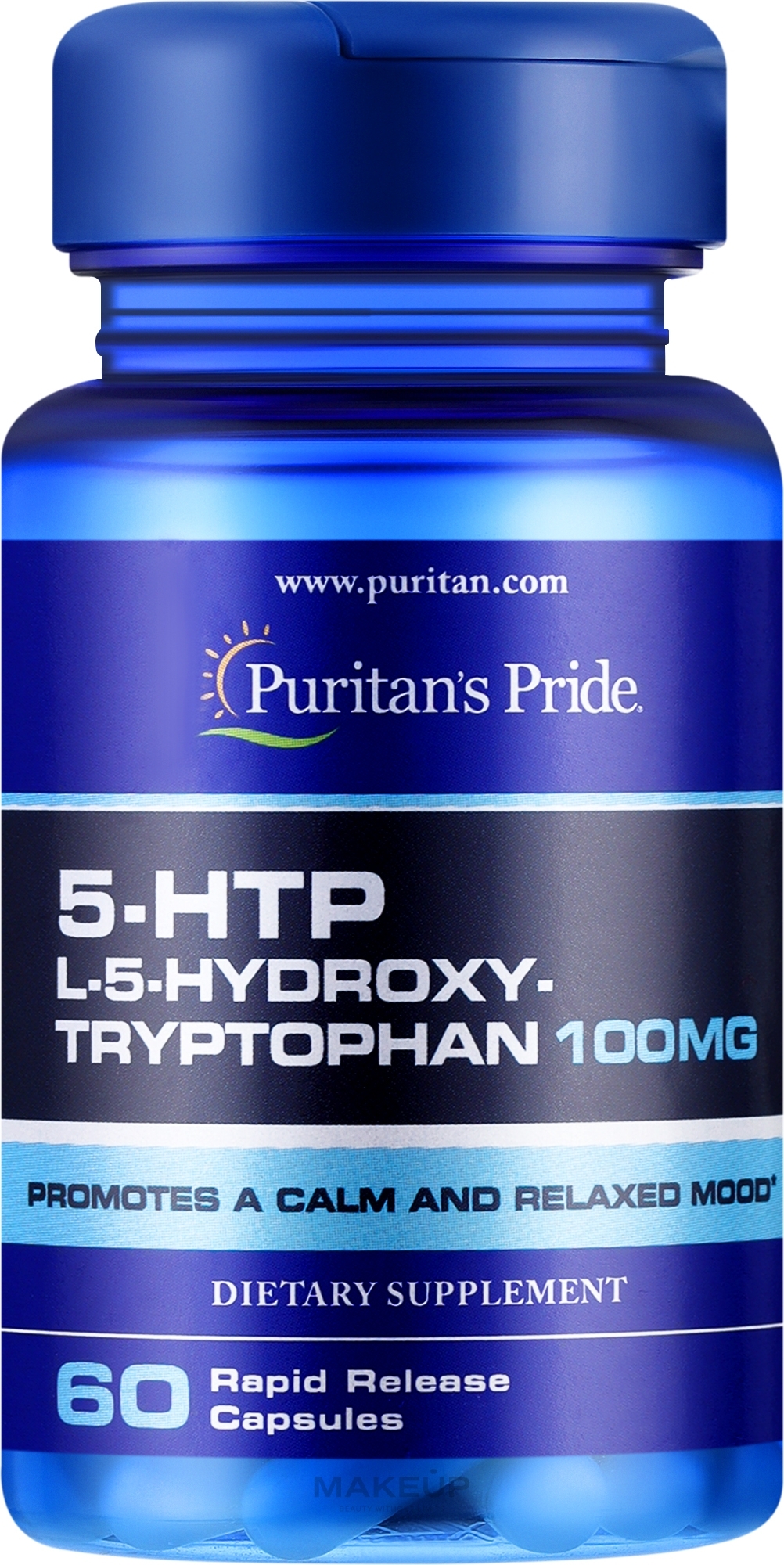 Амінокислота "5-гідрокситриптофан" - Puritan's Pride 5-HTP 100 mg — фото 60шт