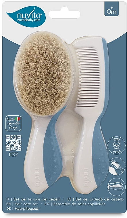 Набор - Nuvita Comb Set Powder Blue (h/brush/2 pcs) — фото N1