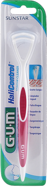 Очиститель языка, красный - G.U.M Dual Action Tongue Cleaner Brush And Scraper — фото N1