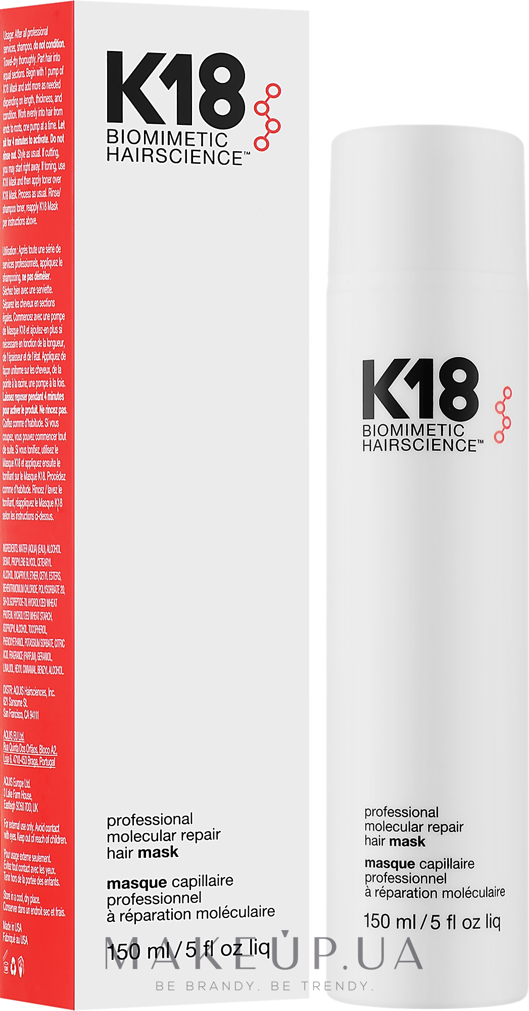 Маска для волос - K18 Hair Biomimetic Hairscience Professional Molecular Repair Hair Mask — фото 150ml