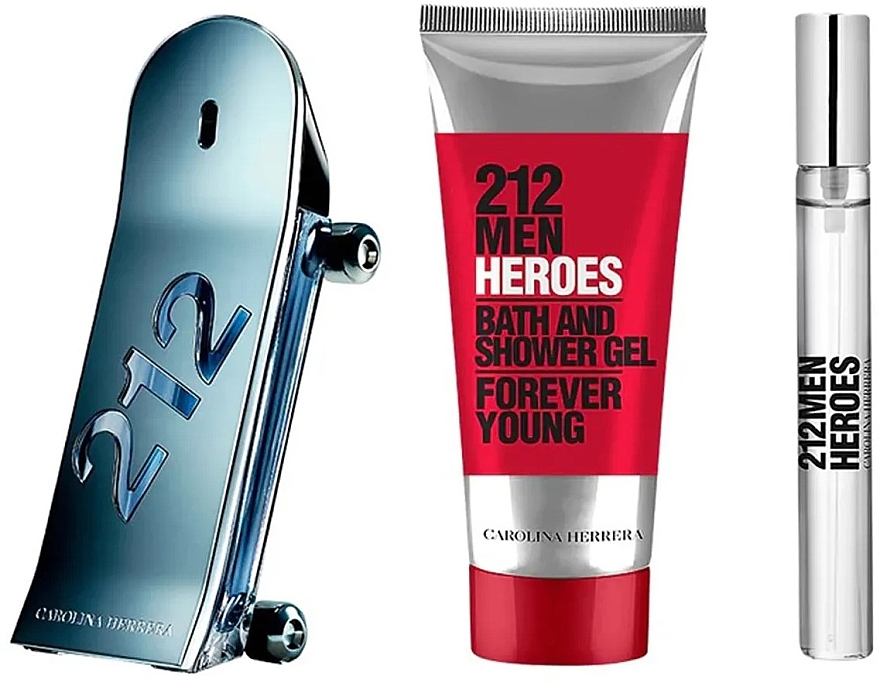 Carolina Herrera 212 Men Heroes Forever Young - Набір (edt/90ml + sh/gel/100ml + edt/10ml) — фото N2