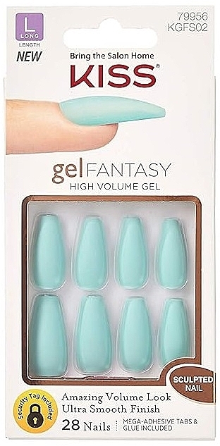 Набір накладних нігтів, розмір L, м'ятні - Kiss Gel Fantasy Sculpted Nails Back It Up — фото N1