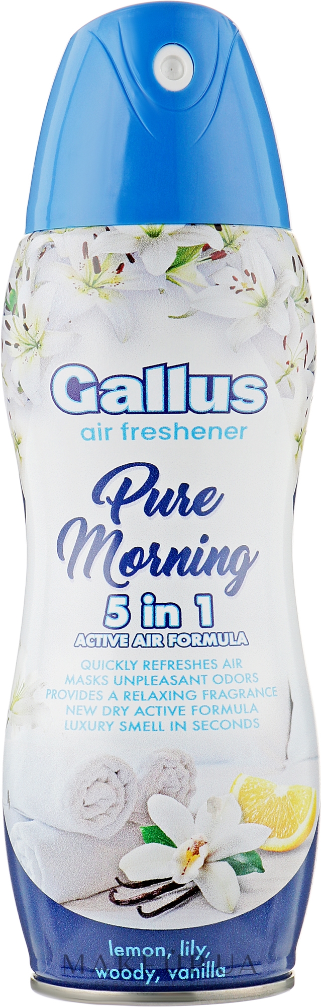 Освежитель воздуха 5 в 1 "Pure Morning" - Gallus Air Freshener Pire Morning  — фото 300ml