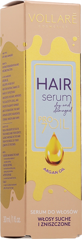 Олія з арганою для сухого і пошкодженого волосся - Vollare PROils Intensive Repair Oil — фото N3