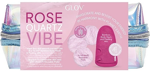 Набор - Glov Rose Quartz Vibe Set (f/pads/3szt + peeling/mitt/1szt + bag/1szt) — фото N1