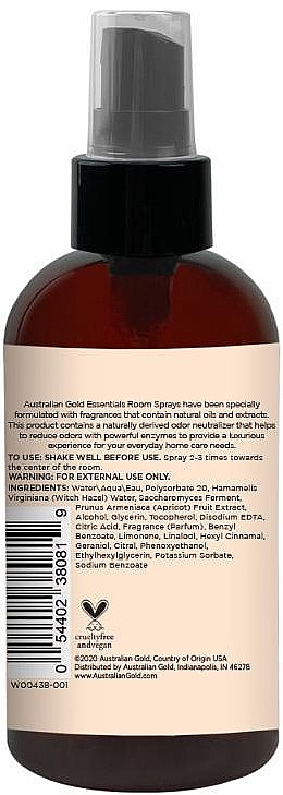 Аромаспрей для будинку "Солодка абрикоса" - Australian Gold Essentials Sweet Apricot Room Spray — фото N2