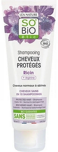 Шампунь для волос - So'Bio Protective Castor Bean & Arginine Shampoo — фото N1