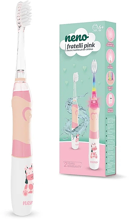 Электрическая зубная щетка 6+, розовая - Neno Fratelli Pink — фото N2