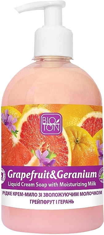 УЦЕНКА Жидкое крем-мыло "Грейпфрут и герань" - Bioton Cosmetics Active Fruits Grapefruit & Geranium Soap * — фото N1