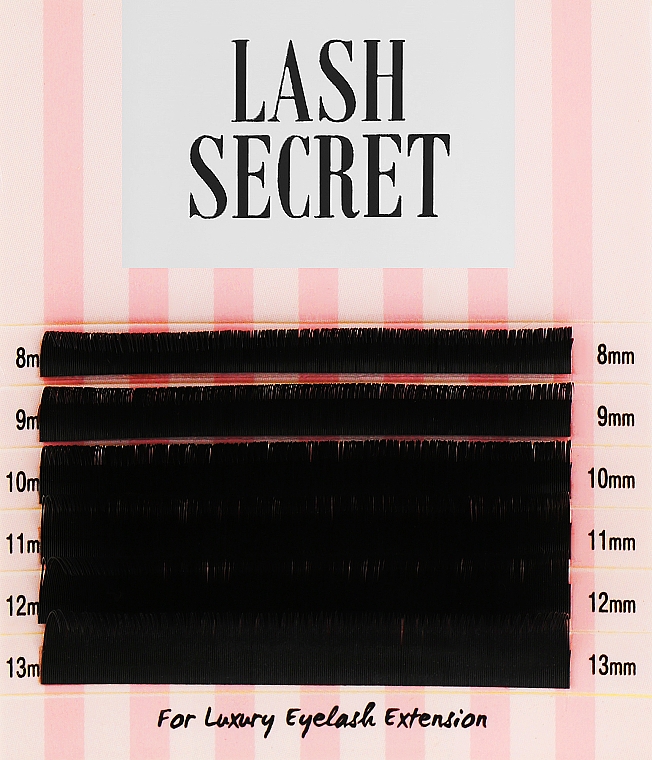 Накладные ресницы, черные, микс, 6 линий (0.15, D, (8-13)) - Lash Secret — фото N1