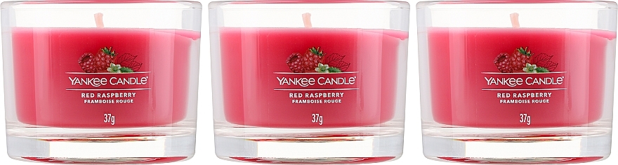 Набор ароматических свечей "Красная малина" - Yankee Candle Red Raspberry (candle/3x37g) — фото N2