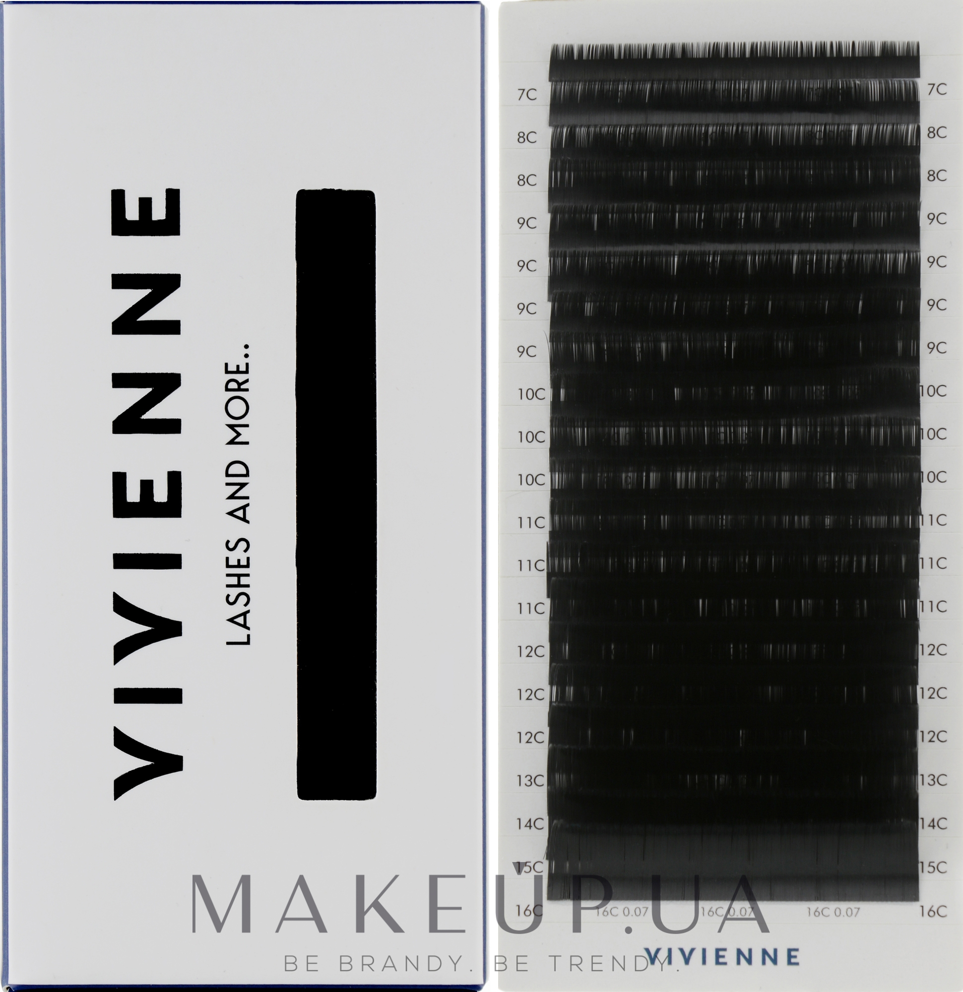 Накладные ресницы "Elite", черные, 20 линий (mix, 0.07, C, (7-16)) - Vivienne — фото 1уп
